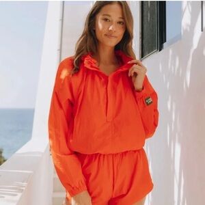 NWT Daily Drills Orange Nylon Windbreaker Jacket